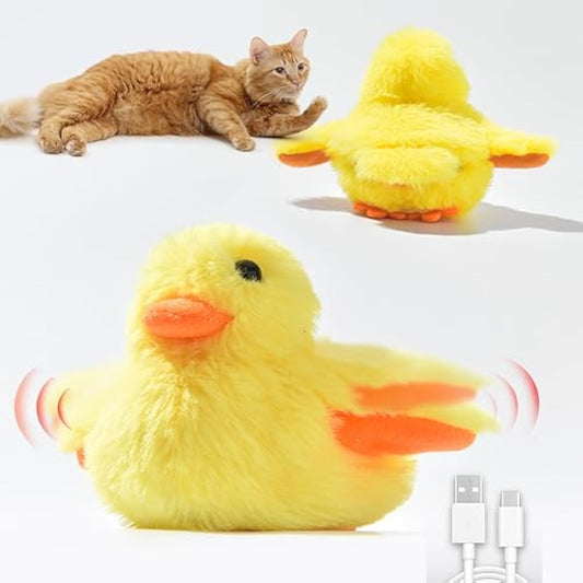 KFX-6704445 Interactive Cat Toy with Rechargeable Quacking Duck and Catnip Pouch for Playful Kittens