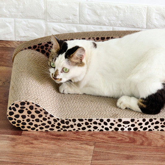 KFX-6712893 Extra Large Corrugated Cat Scratch Bed with Natural Backrest for Claw Grinding and Relaxation