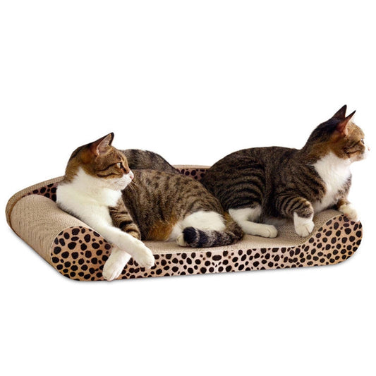 KFX-6712893 Extra Large Corrugated Cat Scratch Bed with Natural Backrest for Claw Grinding and Relaxation