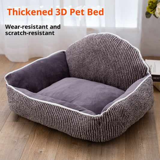 KFX-6716733 Plush Pet Sofa for Small to Medium Dogs and Cats - Stripe Design, 60x50cm