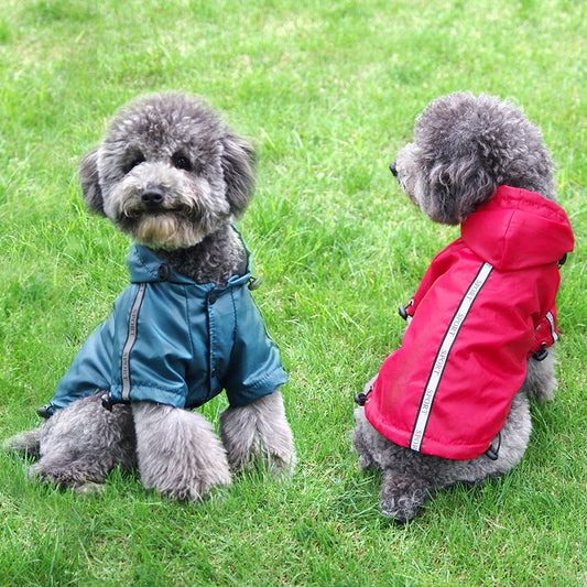 KFX-6716861 Waterproof Hooded Warm Pet Dog Raincoat in Yellow, Blue, and Red