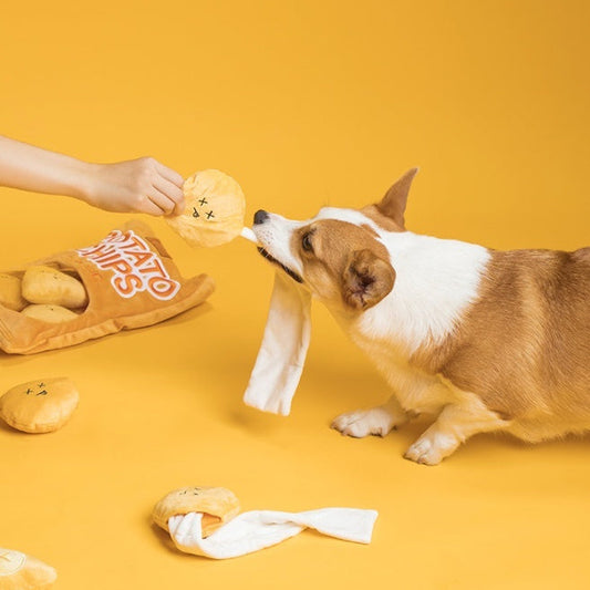 KFX-6721085 Plush Educational Dog Toy Set - Creative Sounding, Bite Resistant, Orange Bread Design