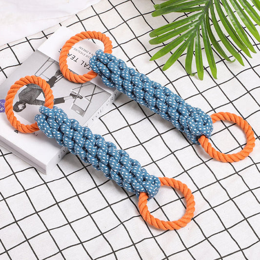 KFX-6740541 Durable Cotton Rope Dog Tug Toy - Bite-Resistant Chew Toy for Interactive Play