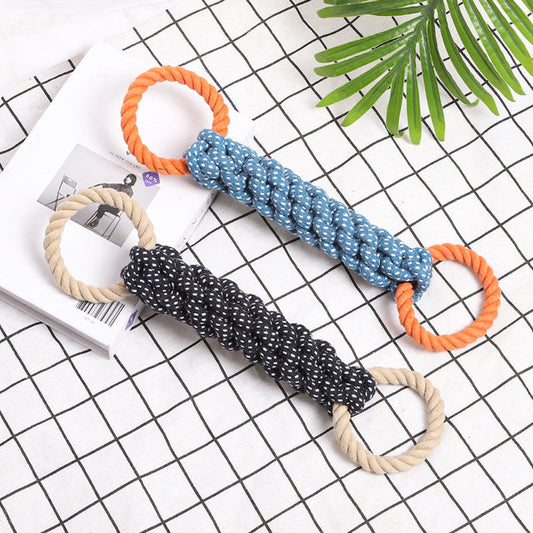 KFX-6740541 Durable Cotton Rope Dog Tug Toy - Bite-Resistant Chew Toy for Interactive Play