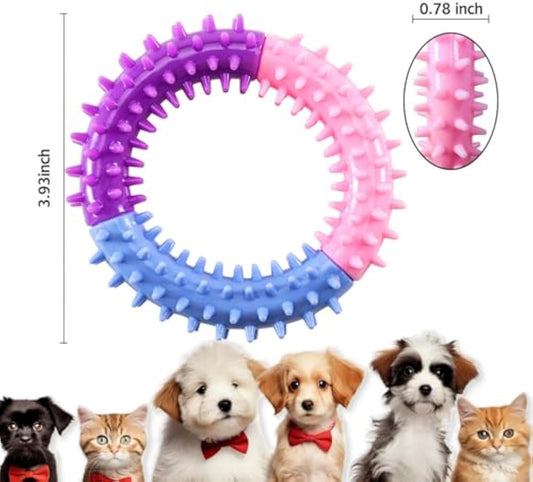 KFX-6752701 Durable Rubber Dog Chew Ring for Teething, Interactive Pet Toy for Small to Large Dogs