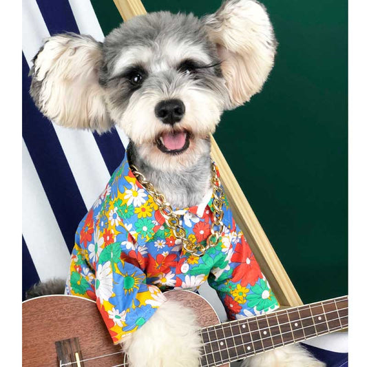 KFX-6757565 Summer Floral Shirt for Small Dogs and Cats - Lightweight Cotton Pet Apparel