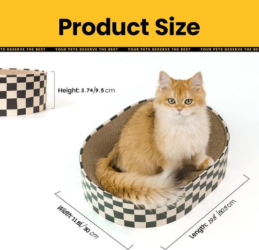 KFX-6758461 Indoor 2-in-1 Cat Scratcher and Nest Bowl - Cardboard Oval Design, 50.5 x 30 x 9.5 cm, Lightweight 2.5 kg