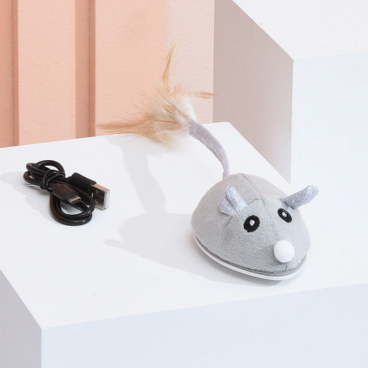 KFX-6767549 USB Rechargeable Crawling Mouse Cat Toy - Biting Toy for Interactive Play