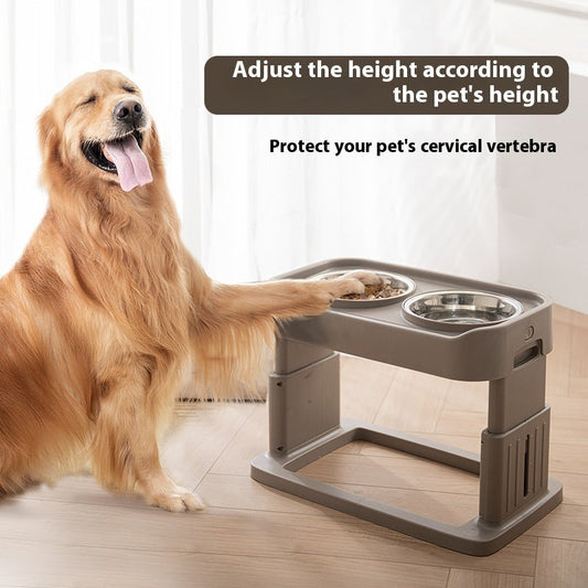 KFX-6784189 Elevated Stainless Steel Pet Bowls with Adjustable Height for Comfortable Dining