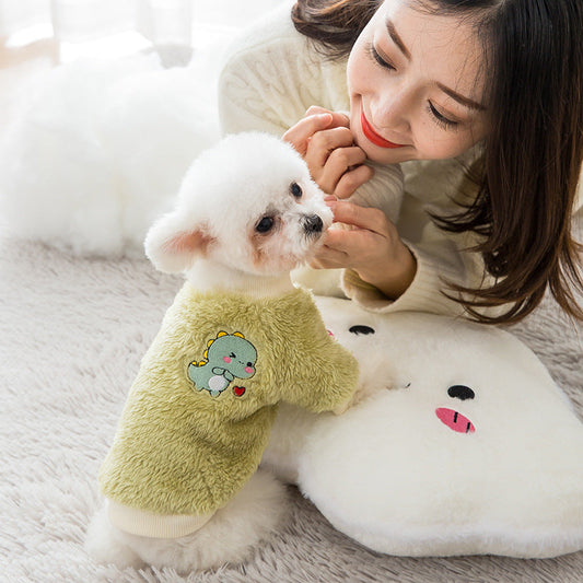 KFX-6790333 Cozy Coral Flannel Sweater for Small Dogs and Cats - Perfect for Autumn and Winter