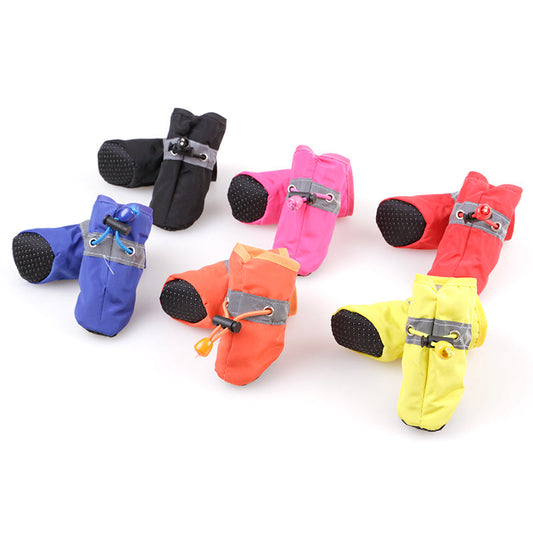 KFX-6790589 Pet Soft Bottom Non-Slip Rain Boots for Dogs - Breathable Nylon Cloth, Adjustable Fit in Red, Blue, Black