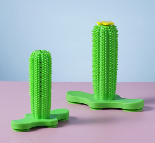 KFX-6794557 Durable TPR Chew Toy Leak Feeder - Cactus Design for Teething Pets in Two Sizes