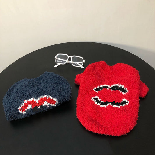 KFX-6797501 Trendy Coral Fleece Sweater for Dogs in Navy Blue, Pink, and Red - Multiple Sizes Available