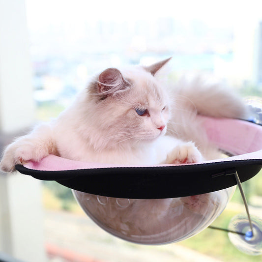 KFX-6812605 Suction Cup Cat Hanging Bed - Space Capsule Design for Sunbathing and Relaxation