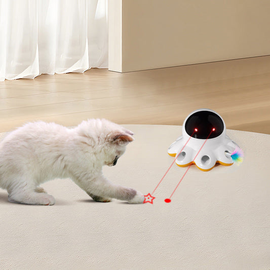 KFX-6827325 Automatic Electric Cat Teaser Toy with Rechargeable Power and Colorful Feathers