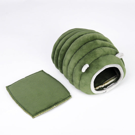KFX-6834493 Cozy Cotton Semi-Enclosed Pet Nest in Green and Gray