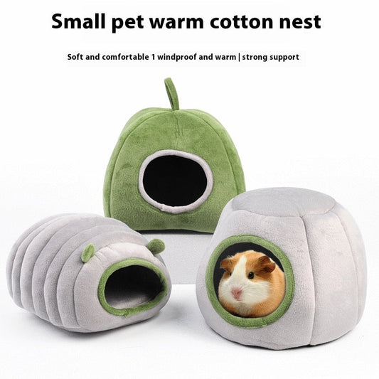 KFX-6834493 Cozy Cotton Semi-Enclosed Pet Nest in Green and Gray
