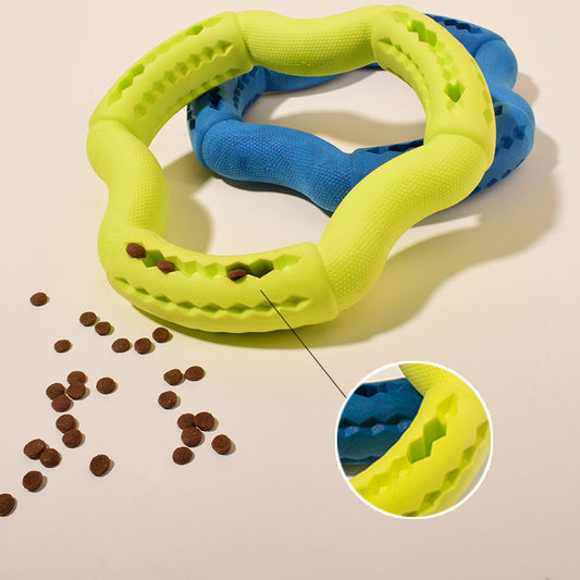 KFX-6835517 Durable TPR Dog Chew Toy for Medium to Large Dogs - Fun Leaky Food Ring Design