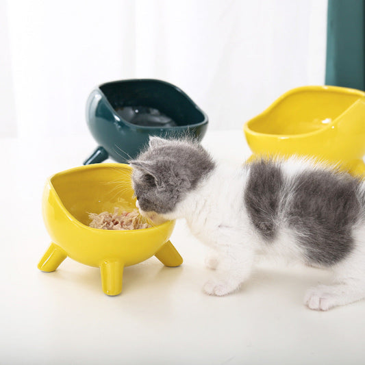 KFX-6838205 Cervical Protection Ceramic Cat Food Bowl with Four-Legged Design