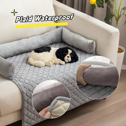 KFX-6839869 Curved Pet Dog Sofa Bed with Plush Cushion for Large Dogs and Cats - Removable and Washable