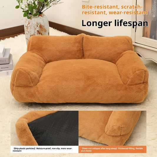 KFX-6842045 Plush Rabbit Fur Sofa Nest Pet Bed for Dogs in Various Colors and Sizes