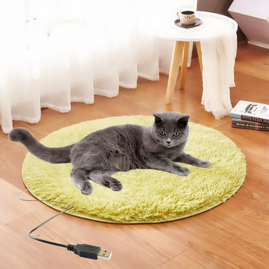 KFX-6847805 Waterproof Electric Blanket for Pets - 28.5°C Constant Temperature, Plush Fabric, USB Powered, 40cm Diameter