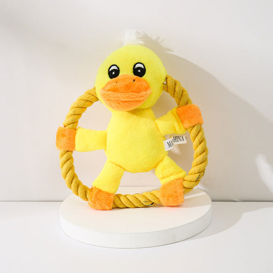 KFX-6848573 Plush Pet Toys: Cute Pink Pig, Yellow Duck, and Bear for Dogs