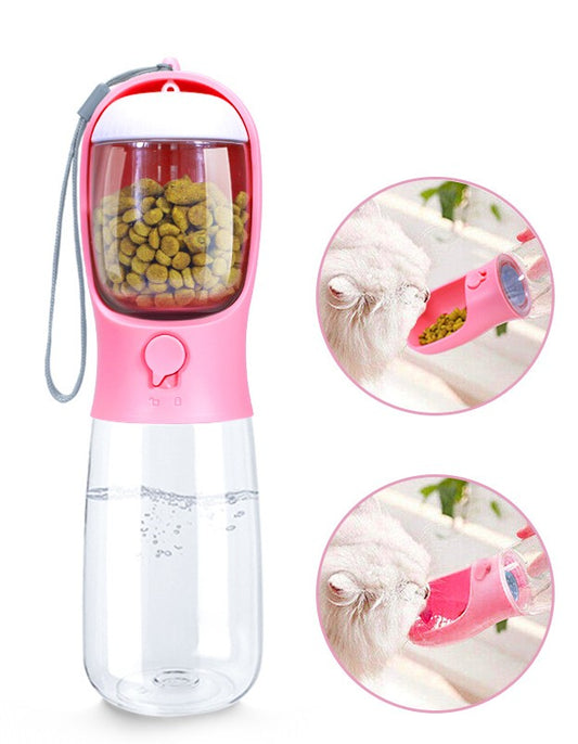 KFX-6849597 Portable Pet Water Cup with Detachable Design for Dogs and Cats, 550ML Capacity, Milk White, Cherry Blossom, Turquoise