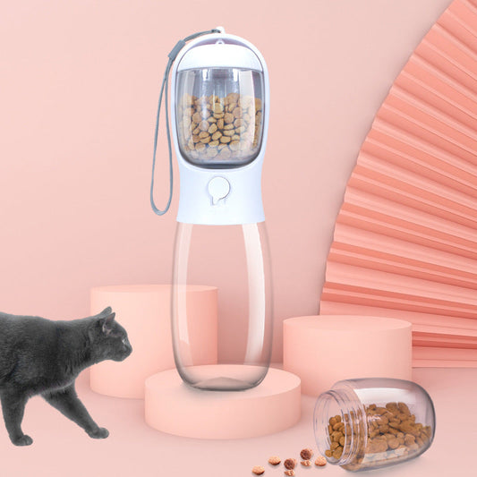 KFX-6849597 Portable Pet Water Cup with Detachable Design for Dogs and Cats, 550ML Capacity, Milk White, Cherry Blossom, Turquoise