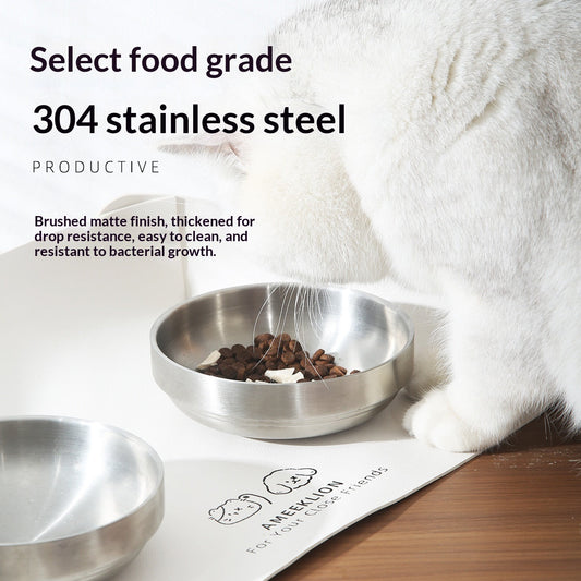 KFX-6849725 Large Capacity Stainless Steel Grain Drinking Bowl with Magnetic Stand for Cats