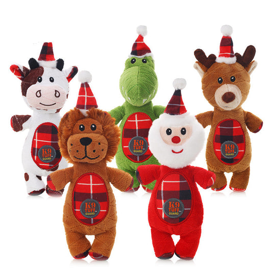 KFX-6854333 Interactive Plush Pet Toy for Dogs - Teeth Resistant, Lion, Cow, Elk & Old Man Designs, 24x10cm