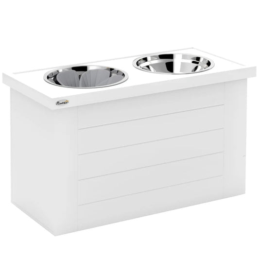 KFX-6860733 Elevated Dog Feeding Station with Slow Feeder Mat and Storage Cabinet for Large Dogs - 3 Stainless Steel Bowls Included