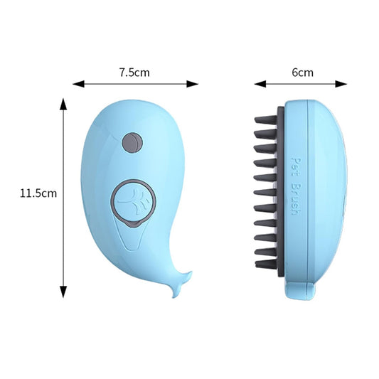 KFX-6872253 3-in-1 Whale-Shaped Cat Steam Brush for Grooming, De-Shedding, and Massage