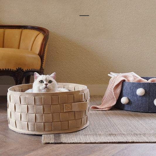 KFX-6880573 Cozy Semi-Enclosed Cat Nest for Cats and Small Dogs, Suitable for Pets up to 15 lbs