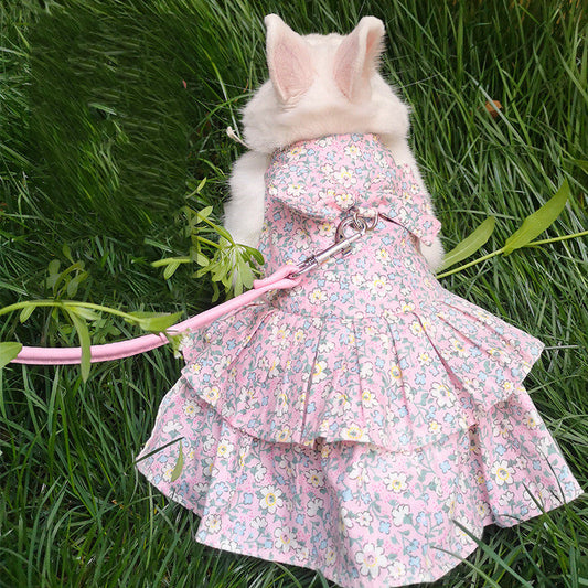 KFX-6882877 Cute Floral Skirt Costume for Cats, Kittens, and Small Rabbits - Cotton, Various Colors and Sizes