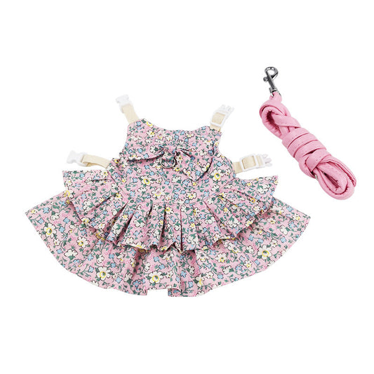 KFX-6882877 Cute Floral Skirt Costume for Cats, Kittens, and Small Rabbits - Cotton, Various Colors and Sizes