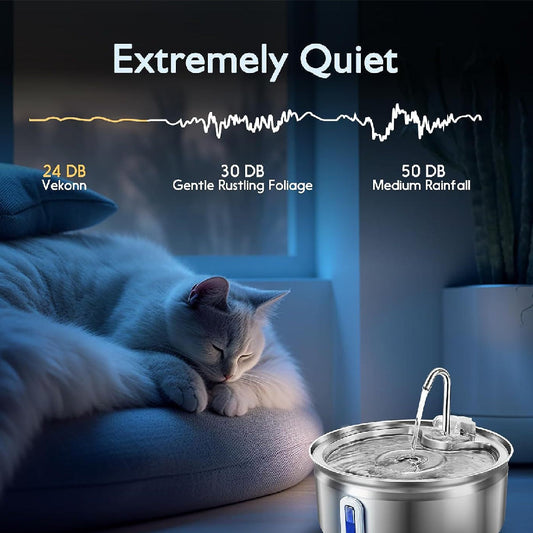 KFX-6888125 Stainless Steel Pet Water Dispenser with Faucet Design and 3.2L Capacity