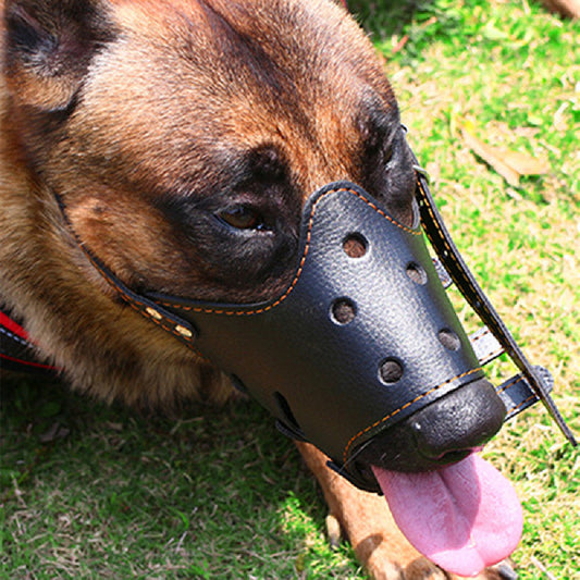 KFX-6891709 Adjustable Leather Muzzle for Small Dogs - Bite Proof, Multiple Sizes Available