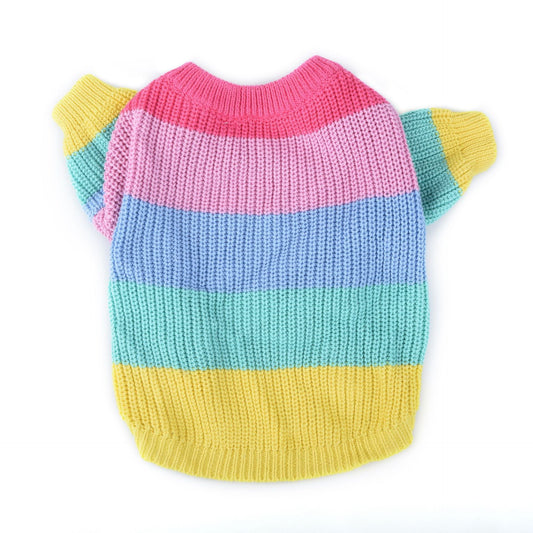 KFX-6895805 Cozy Wool Sweater for Corgis and Shiba Inus in Rainbow Colors