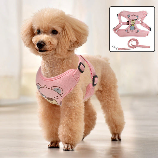 KFX-6897085 Lavender, Mint Green, and Peach Powder Dog Traction Rope with Chest Strap and Lead Rope