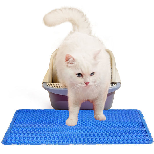 KFX-6899645 Double Layer Cat Litter Pad with Rice-Shaped Design for Easy Cleanup and Floor Protection
