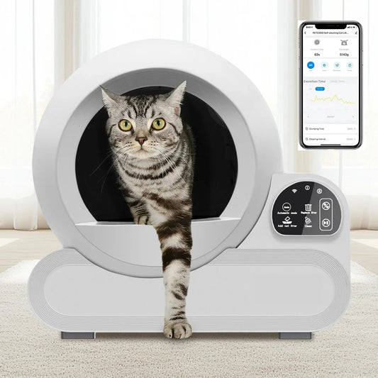 KFX-690515 Smart Wi-Fi Controlled Cat Litter Box with 70L Capacity and Automatic Cleaning Feature