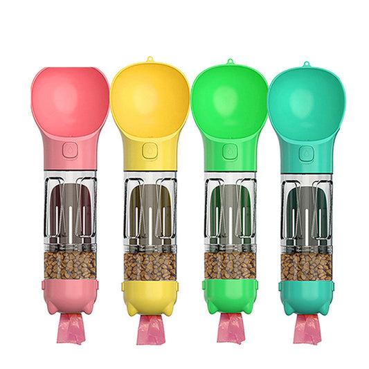 KFX-6915133 Multi-functional Pet Water Bottle with Poo Bag and Shovel - 300ml Capacity in Multiple Colors
