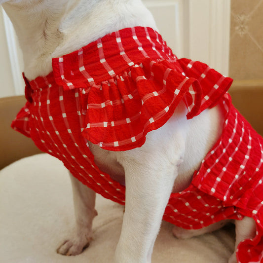 KFX-6931133 Folding Lace Plaid Pet Skirt for Cats and Dogs in Various Colors and Sizes
