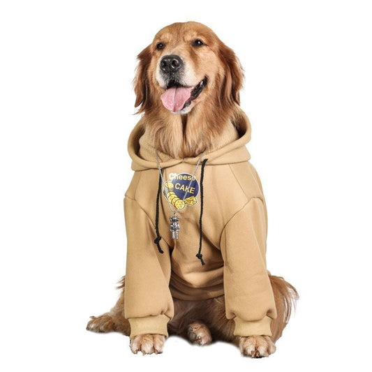 KFX-6938685 Large Dog Winter Warm Coral Fleece Clothing in Cake Flowers Khaki