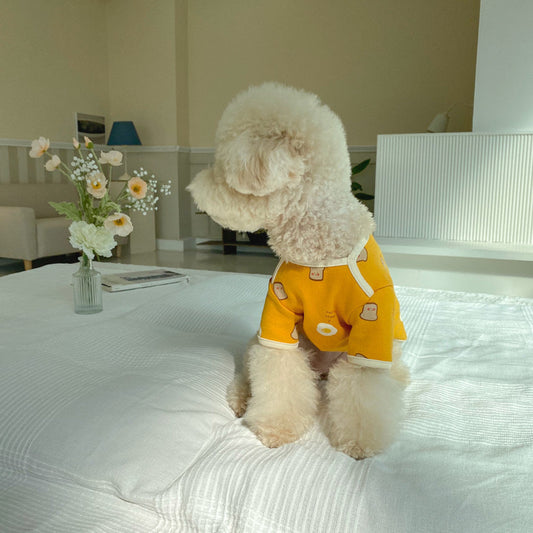 KFX-6942653 Casual Cotton Dog Clothes for Warmth in White and Yellow