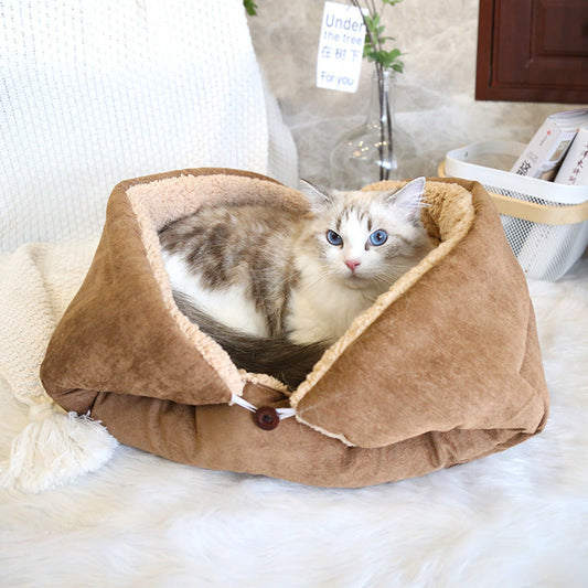 KFX-6946109 Cozy Thick Fleece Cat and Dog Nest Mat for Cage, Available in Brown, Light Gray, Warm Apricot, Sizes S and M