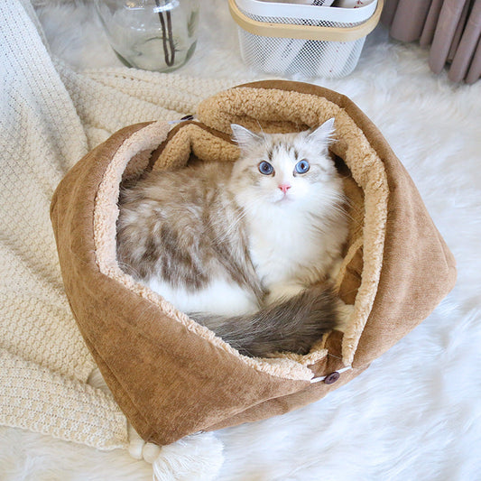 KFX-6946109 Cozy Thick Fleece Cat and Dog Nest Mat for Cage, Available in Brown, Light Gray, Warm Apricot, Sizes S and M