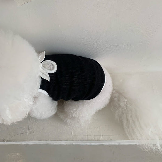 KFX-6947645 Fashionable Camisole Dog Clothes in White and Black - Sizes XS to XL