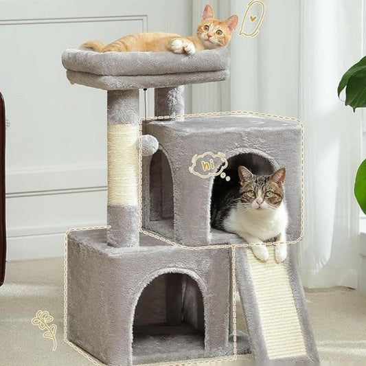 KFX-6951101 Gray Sisal Cat Climbing Frame and Nest Toy for Pets
